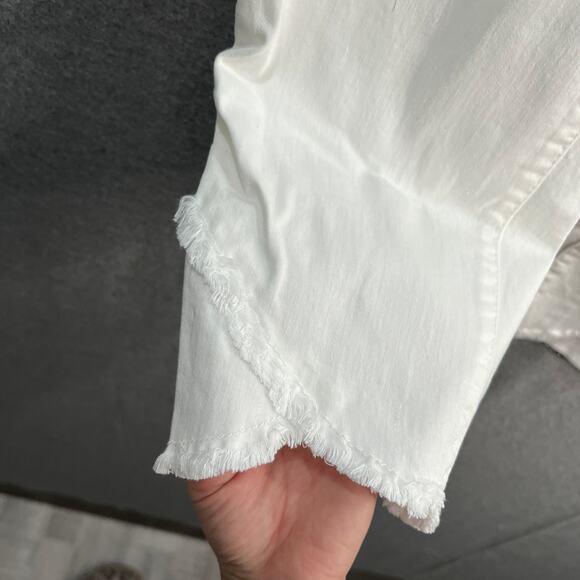 Joan Rivers Pants Regular Slim Ankle Length Jean w/ Scallop Hem White, Large - Picture 7 of 9